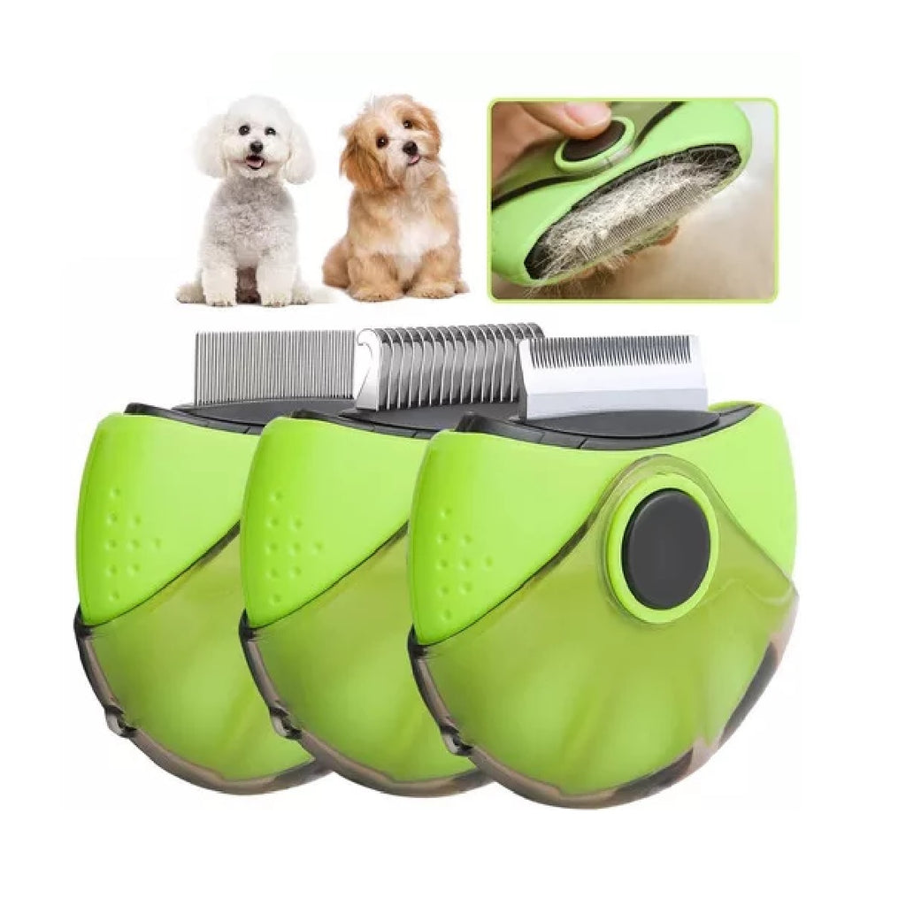 Cepillo El Cepillo Felino plus Para Perro 3 En 1 Deslanador Peine Para Pulgas Color Verde