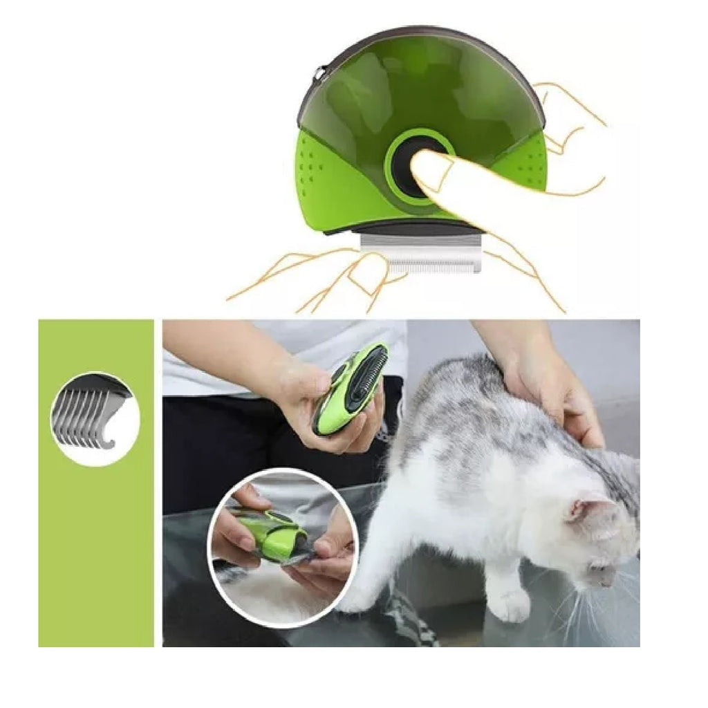 Cepillo El Cepillo Felino plus Para Perro 3 En 1 Deslanador Peine Para Pulgas Color Verde