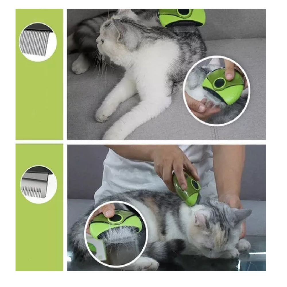 Cepillo El Cepillo Felino plus Para Perro 3 En 1 Deslanador Peine Para Pulgas Color Verde
